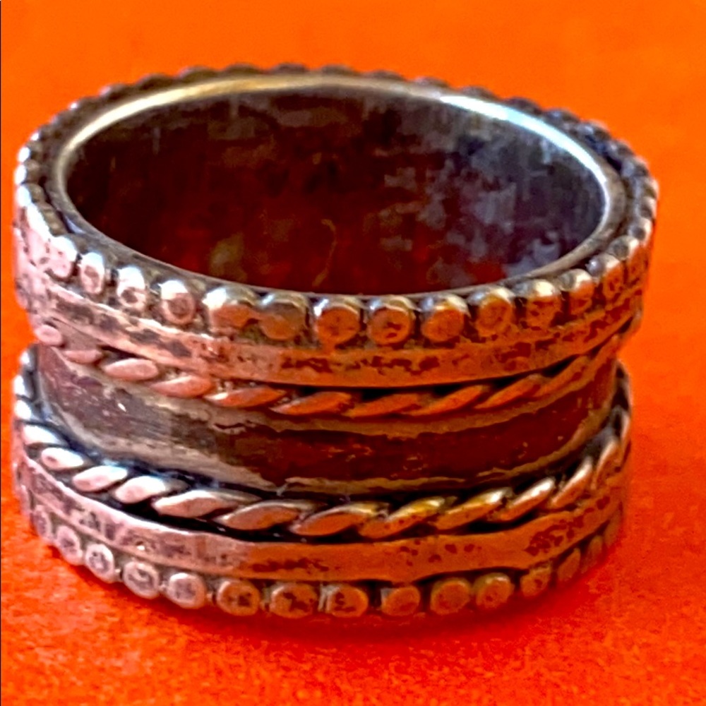 Sterling silver industrial modernist band ring 6.5